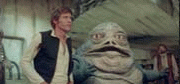 Jabba talking with Han Solo